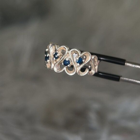 Sterling Silver 925 Blue Sapphires Ring - Picture 4 of 10